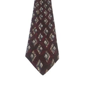 TownCraft Neck Tie Mens Red Black White Geometric Polyester Extra Long‎ Business